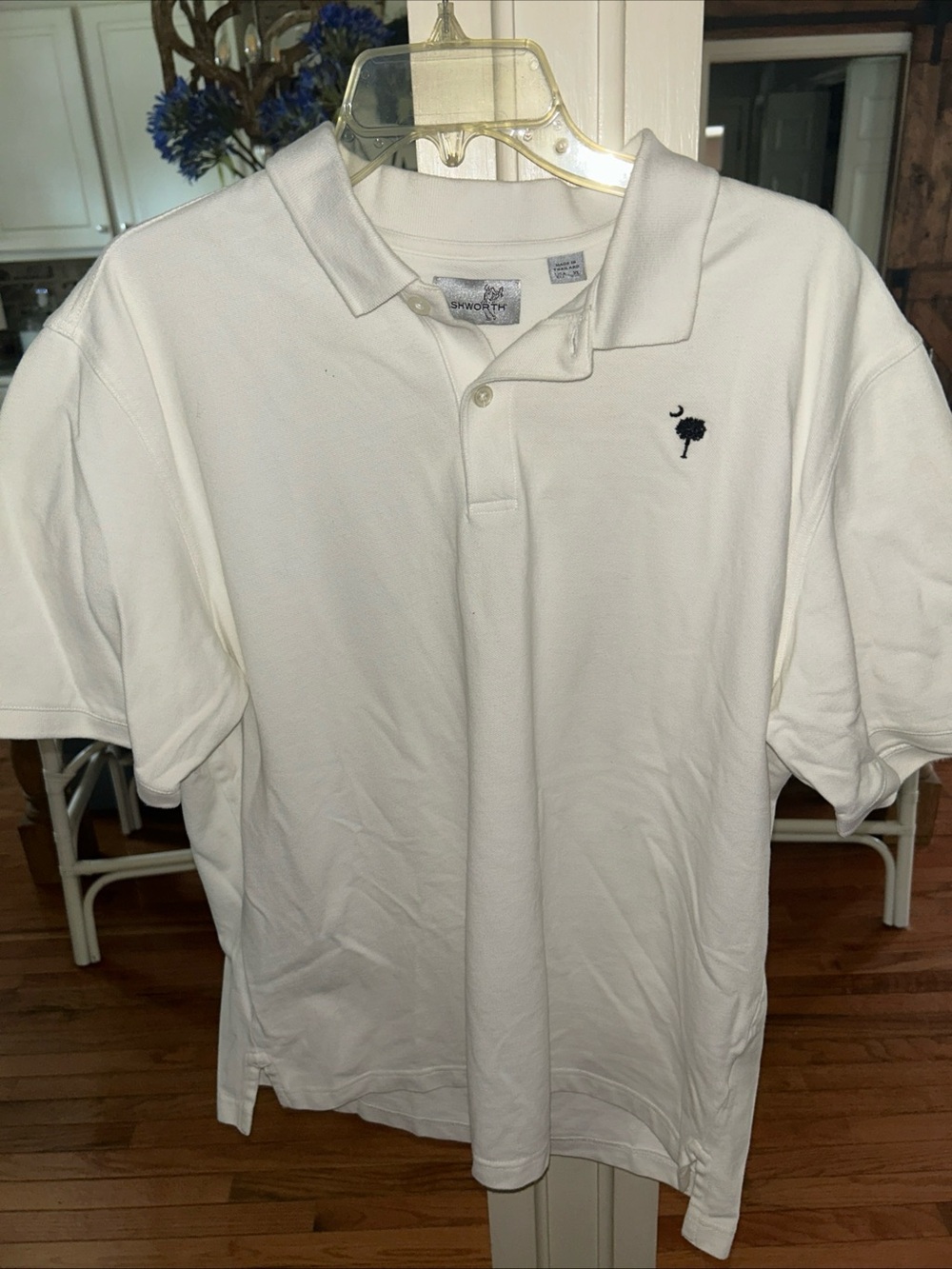 Ashworth White Polo with Navy Tree Logo